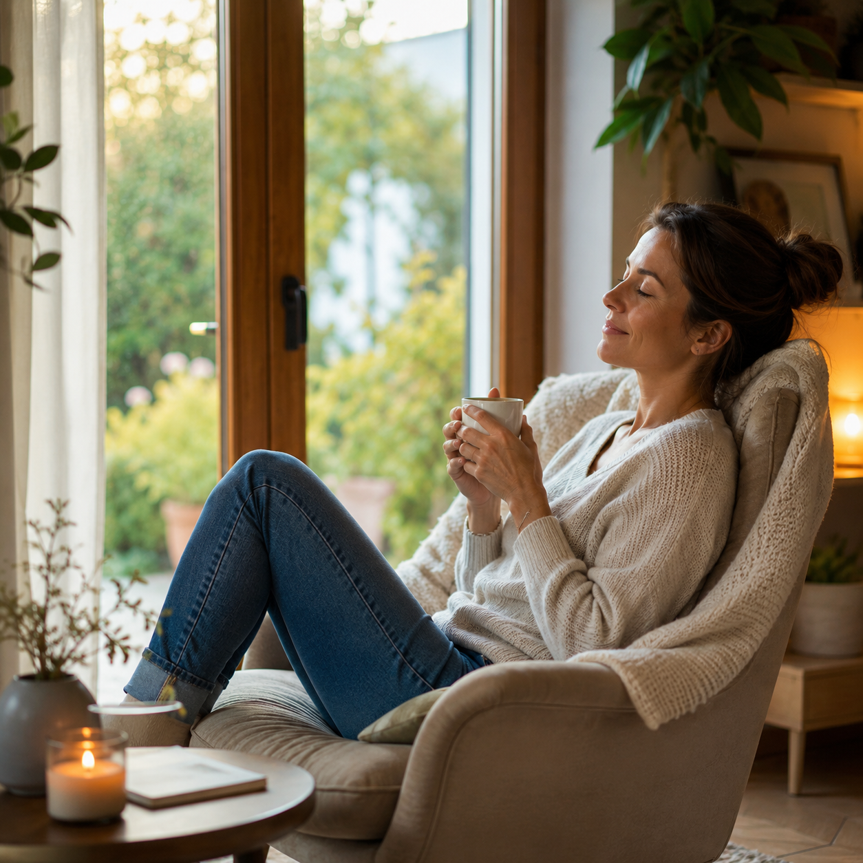 Femme profitant d’un moment de détente et de bien-être