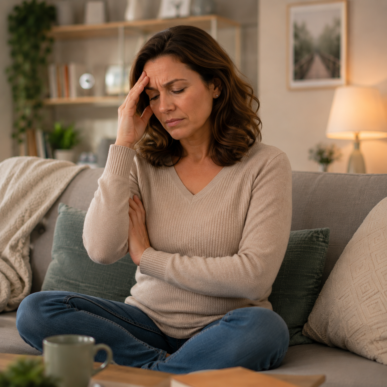 Personne ressentant de la tension nerveuse, de la fatigue et des difficultés à gérer ses réactions