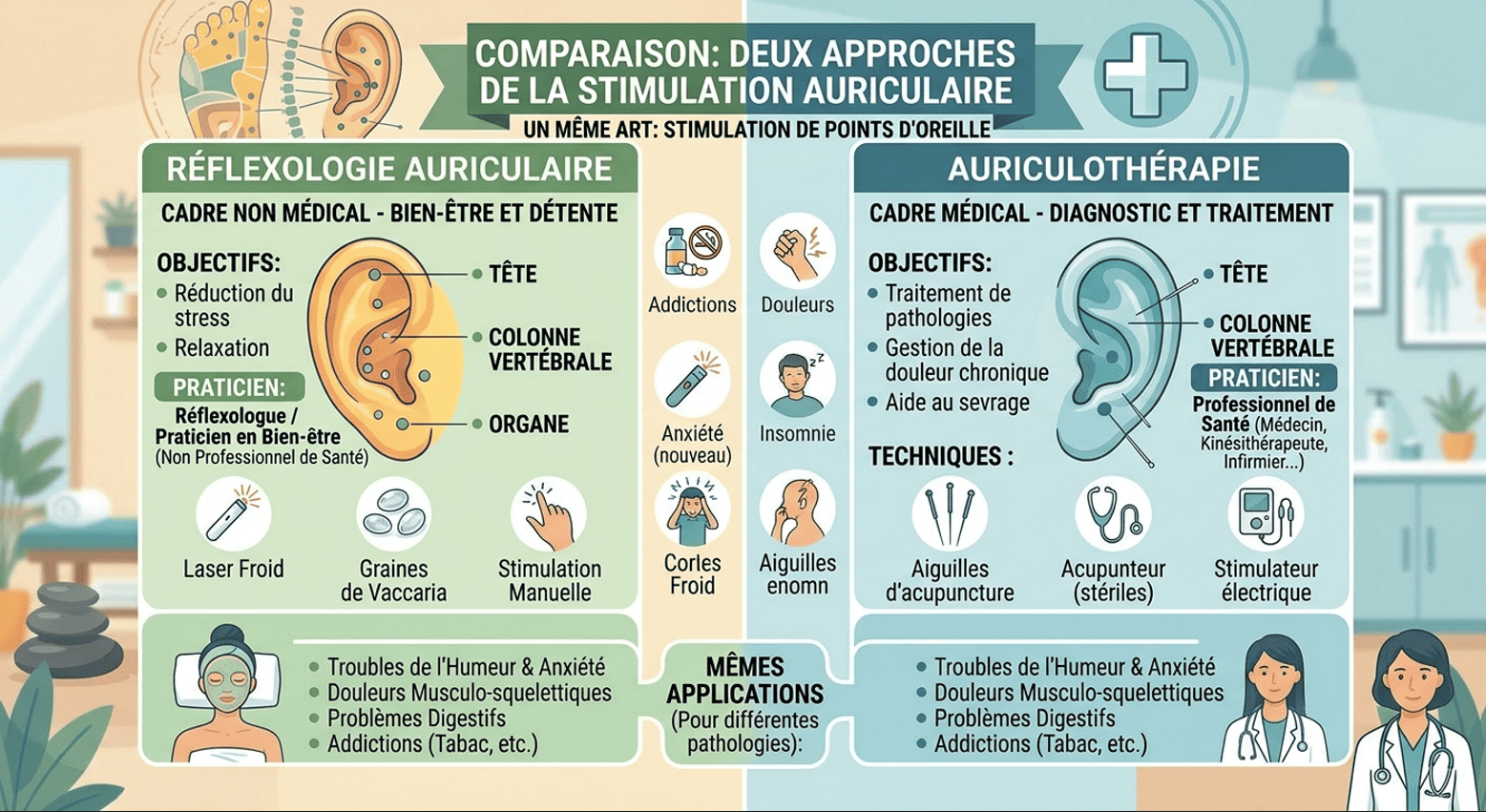 Réflexologie auriculaire VS auriculothérpie